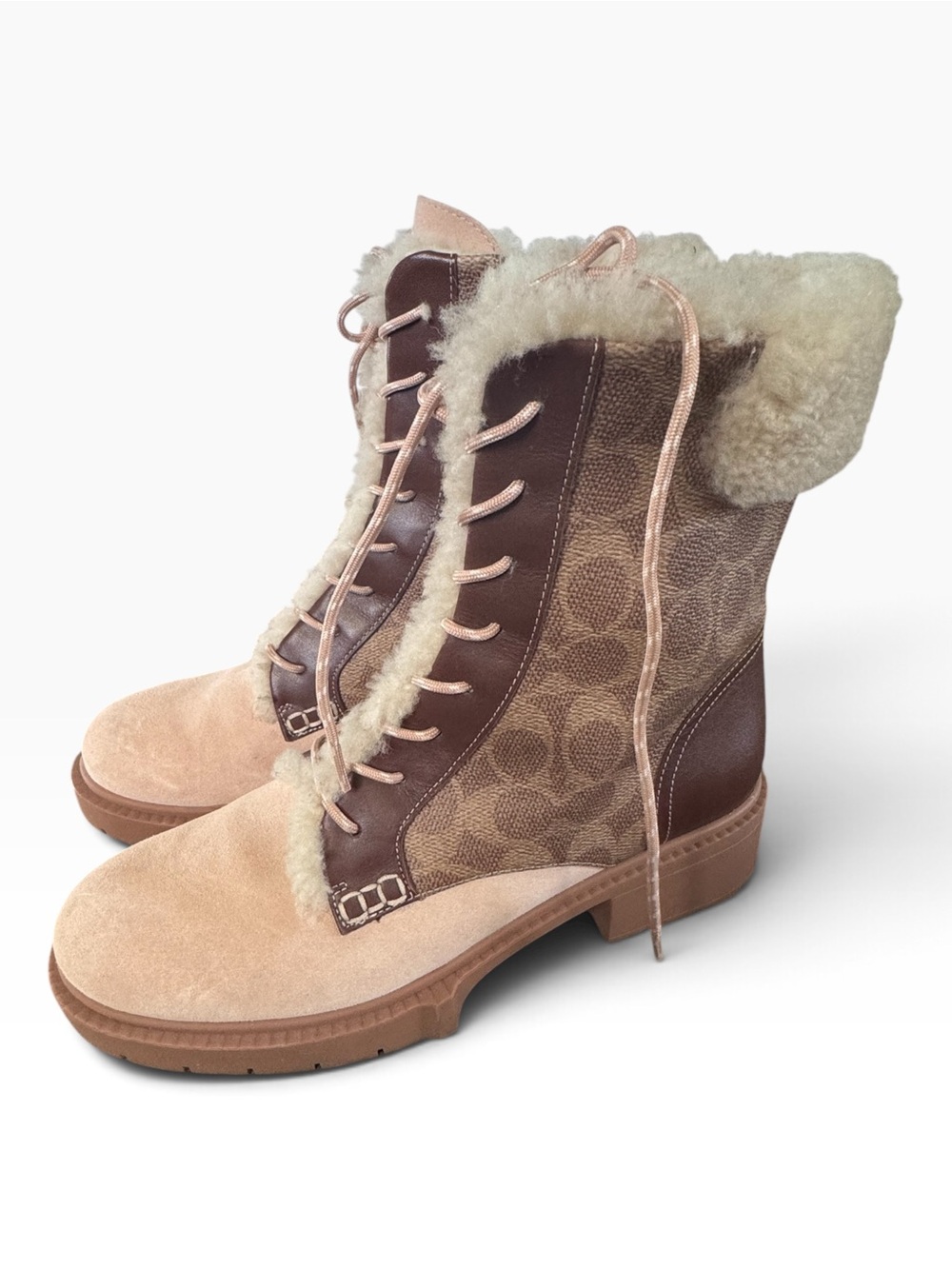 Coach Women's Leighton Signature Shearling Booties